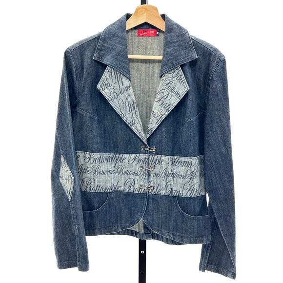Apple Bottoms Y2K Logo Blue Denim Jean Blazer Jacket Sz M y2kfashion hip hop - Picture 1 of 9